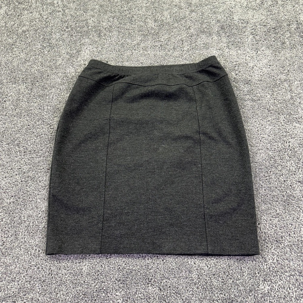 Ellen Tracy Skirt Womens Medium Gray Pencil Knit Knee Length Stretch Work Office